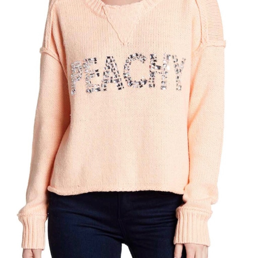 HP π NWT Wildfox Peachy Rhinestone Sweater - Picture 4 of 5